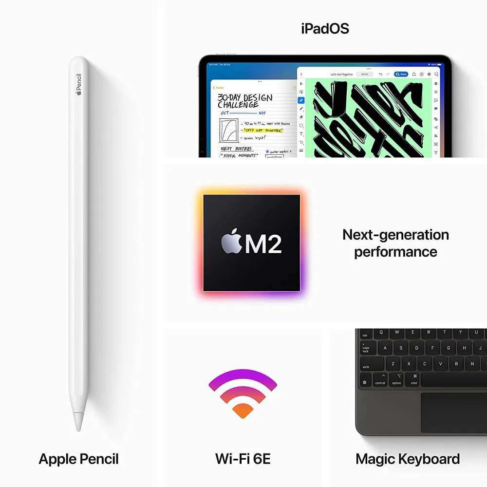 Apple 2022 12.9-inch iPad Pro (Wi-Fi + Cellular, 128GB) - Silver (6th Generation)